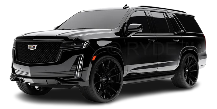 Black Cadillac Escalade luxury SUV at a Tacoma hotel entrance